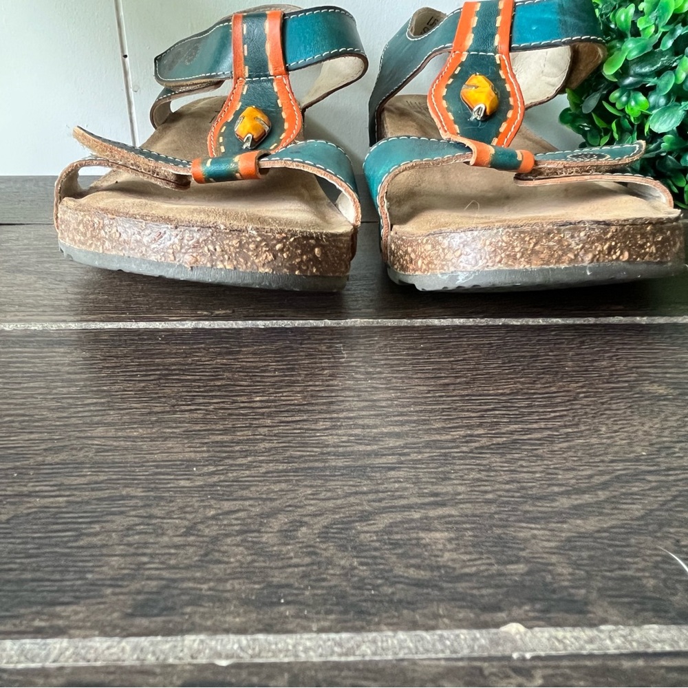 L’ARTISTE By Spring Step 39/US 8.5 Leather Strap Jeweled Orthopedic Sandals - Picture 12 of 13